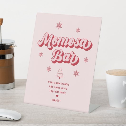 Pink Christmas Baby Dusche Momosa Bar Sockelschild (In SItu)