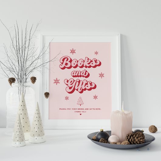 Pink Christmas Baby Shower Bücher und Geschenke Poster