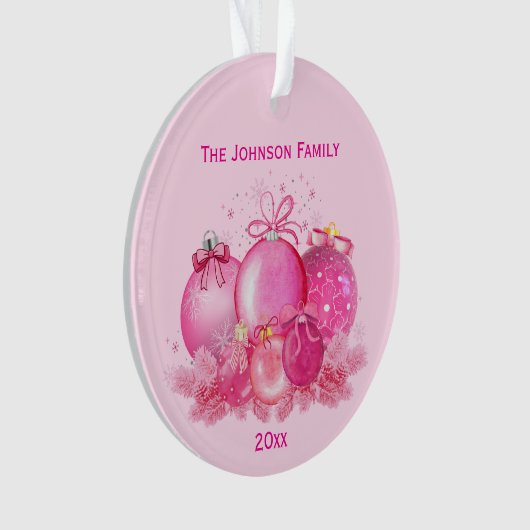 Pink Christmas Balls Ornament (Vorderseite)