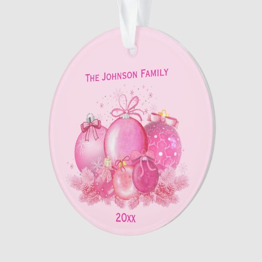 Pink Christmas Balls Ornament (Vorderseite)