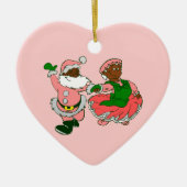 pink christmas black santa claus wife keramik ornament (Vorne)