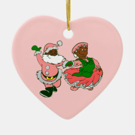  pink christmas black santa claus wife  keramik ornament