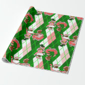 pink christmas black santa wife plaid  geschenkpapier (Ungerollt)