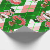 pink christmas black santa wife plaid geschenkpapier (Ecke)