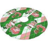 pink christmas black santa wife plaid polyester weihnachtsbaumdecke (Schrägansicht)