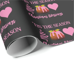 Pink CHRISTMAS BLESSINS Geschenkpapier
