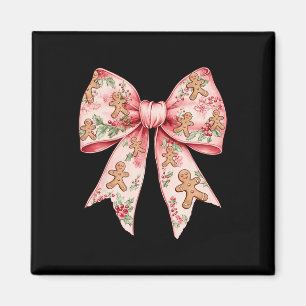 Pink Christmas Bow Coquette Xmas Gingerbrei Frauen Magnet
