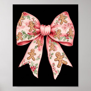 Pink Christmas Bow Coquette Xmas Gingerbrei Frauen Poster