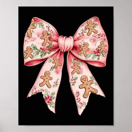 Pink Christmas Bow Coquette Xmas Gingerbrei Frauen Poster (Vorne)