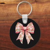 Pink Christmas Bow Coquette Xmas Gingerbrei Frauen Schlüsselanhänger (Vorderseite)