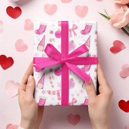 Pink Christmas Bow & Snowflake Wrapping Paper Geschenkpapier