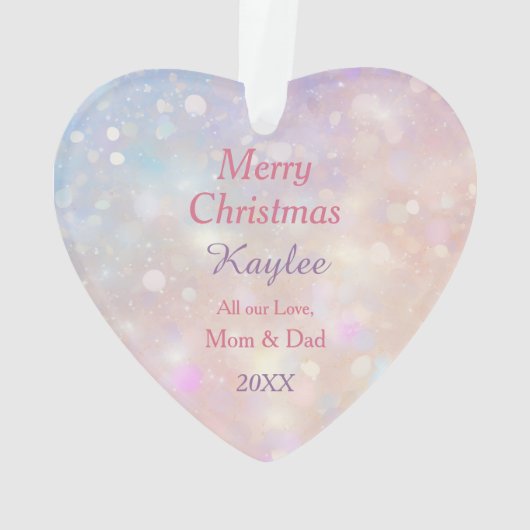 Pink Christmas Bow White Kitten Kinder Ornament (Rückseite)