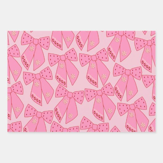 Pink Christmas Bows Geschenkpapier Set (Vorderseite 2)