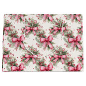 Pink Christmas Bows Große Geschenktüte (Vorderseite)