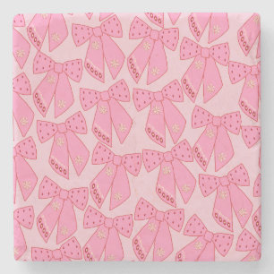 Pink Christmas Bows Steinuntersetzer