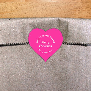 Pink Christmas Business Heart Shape Sticker