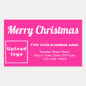 Pink Christmas Business Rectangle Shape Sticker (Vorderseite)