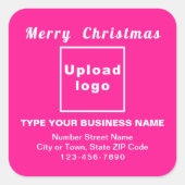 Pink Christmas Business Square Sticker (Vorderseite)