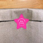 Pink Christmas Business Star Shape Sticker<br><div class="desc">Frohe Weihnachten! Einer der bekanntesten Feiertage des Jahres. Es ist auch eine der besten Jahreszeiten für Werbung für Ihr Unternehmen. Starform Aufkleber mit fröhlichen Weihnachtsgrüßen, Ihrem Firmennamen, Stadt oder Stadt und Staat. Sie können es als Zubehör für Ihr Produktverpackungsmaterial verwenden, um Ihren Produktnamen zu fördern. Sie können es auch als...</div>