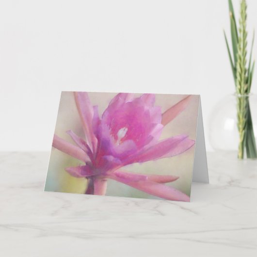 Pink Christmas Cactus Blume Art Note Card Karte (Vorderseite)