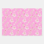 Pink Christmas- Candy Canes, Stars & Trees Pattern Geschenkpapier Set (Vorderseite)