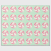 Pink Christmas Candy Peppermint Wrapping Paper Geschenkpapier (Flach)