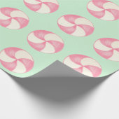 Pink Christmas Candy Peppermint Wrapping Paper Geschenkpapier (Ecke)