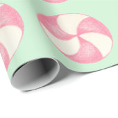 Pink Christmas Candy Peppermint Wrapping Paper Geschenkpapier (Rolleneckpunkt)