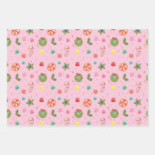 Pink Christmas Candy Wrapping Paper Geschenkpapier Set (Vorderseite 2)