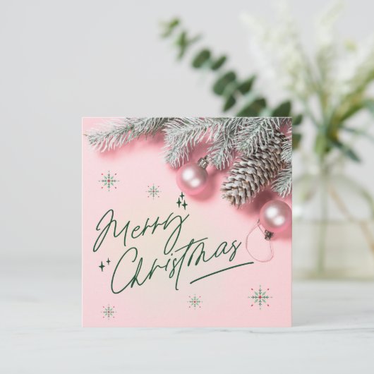 Pink Christmas Card (Stehend Vorderseite)