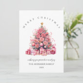 Pink Christmas Card Einladung (Stehend Vorderseite)