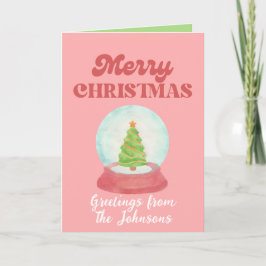 Pink Christmas Card Personalisiert, Familiengrüße Einladung