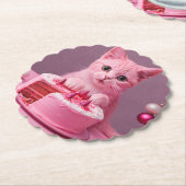 Pink Christmas Cat Untersetzer (angewinkelt)