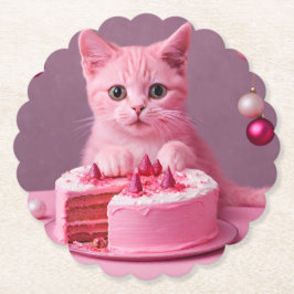 Pink Christmas Cat Untersetzer