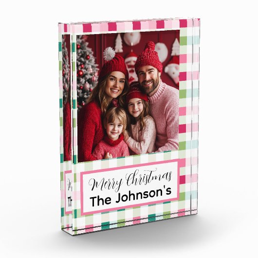 Pink Christmas Checkerboard Fotoblock (Links)