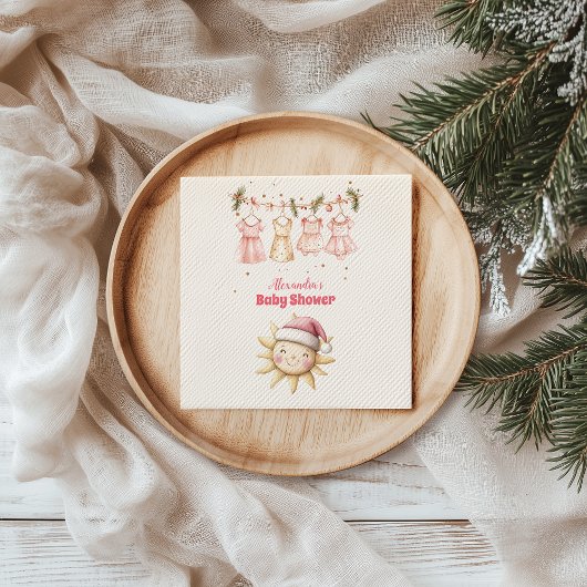 Pink Christmas Clothesline Baby Dusche Serviette