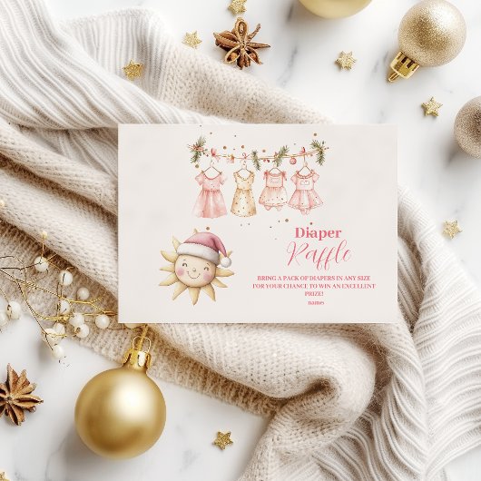 Pink Christmas Clothesline Diapper Raffle Begleitkarte