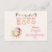 Pink Christmas Clothesline Diapper Raffle Begleitkarte (Vorderseite)