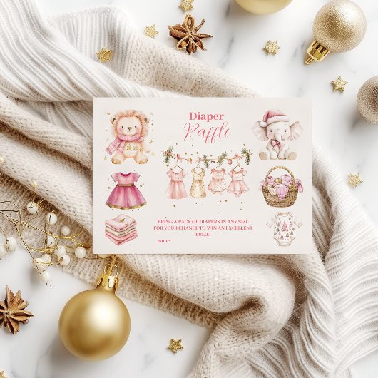 Pink Christmas Collage Diapper Raffle Begleitkarte
