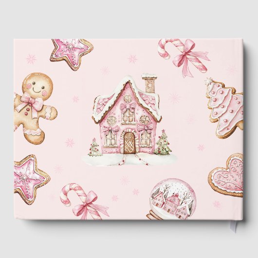 Pink Christmas Cookie Baby Shower Foil Guestbook Gästebuch (Rückseite)
