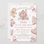 Pink Christmas Cookie Baby Shower Girl Einladung (Vorderseite)