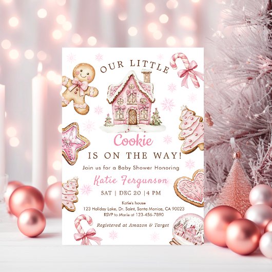 Pink Christmas Cookie Baby Shower Girl Einladung