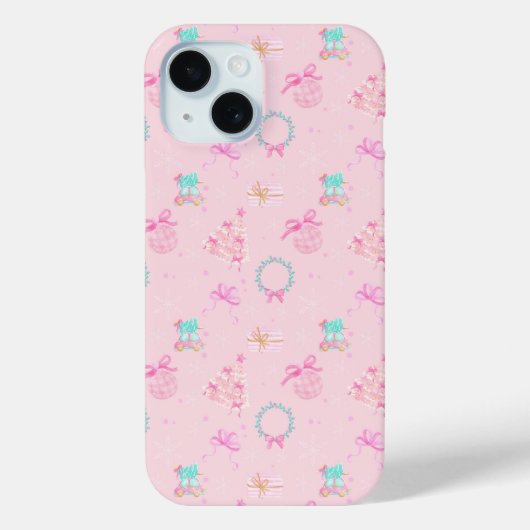 Pink Christmas Coquette Bow Seamless Pattern Case-Mate iPhone Hülle (Rückseite)