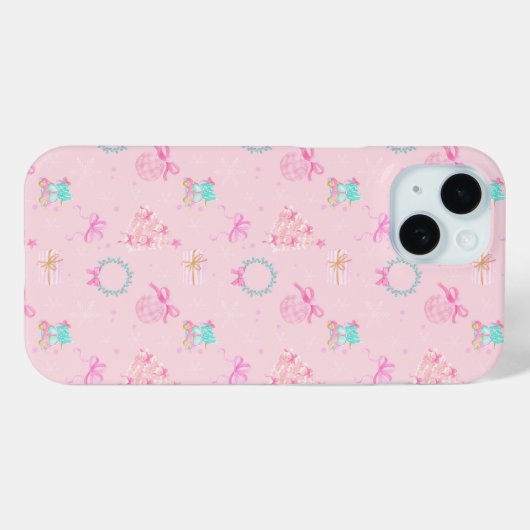 Pink Christmas Coquette Bow Seamless Pattern Case-Mate iPhone Hülle (Rückseite (Horizontal))