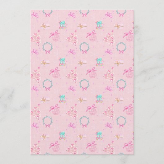 Pink Christmas Coquette Bow Seamless Pattern Einladung (Vorderseite)
