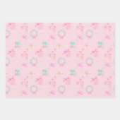 Pink Christmas Coquette Bow Seamless Pattern Geschenkpapier Set (Vorderseite)