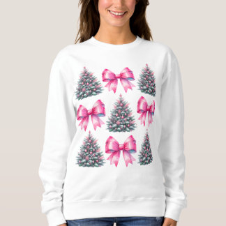 Pink Christmas Coquette Bow Weihnachtsbaum Sweatshirt