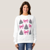 Pink Christmas Coquette Bow Weihnachtsbaum Sweatshirt (Vorne ganz)