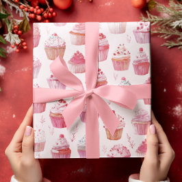 Pink Christmas Cupcakes Umschlagpapier Geschenkpapier