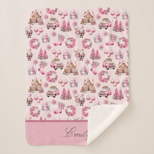 Pink Christmas Custom Sherpadecke (Vorderseite)